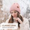 imageOZERO Black Beanies for Women Knit Polar Fleece Lined Slouchy Warm Womens Hats WinterPink