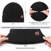 imageOZERO Knit Beanie Winter Hat Thermal Thick Polar Fleece Snow Skull Cap for Men and Women2pack Blackblack