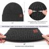 imageOZERO Knit Beanie Winter Hat Thermal Thick Polar Fleece Snow Skull Cap for Men and Women2pack Graygray
