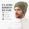 imageOZERO Knit Beanie Winter Hat Thermal Thick Polar Fleece Snow Skull Cap for Men and WomenGreen