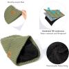 imageOZERO Knit Beanie Winter Hat Thermal Thick Polar Fleece Snow Skull Cap for Men and WomenGreen