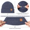 imageOZERO Knit Beanie Winter Hat Thermal Thick Polar Fleece Snow Skull Cap for Men and WomenNavy