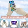 imageOZERO Scarf and Gloves Set for Women Warm Knit Touchscreen Glove Slouchy Polar Fleece Lined Beanie Hat ScarfBeige