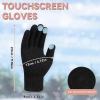 imageOZERO Scarf and Gloves Set for Women Warm Knit Touchscreen Glove Slouchy Polar Fleece Lined Beanie Hat ScarfBlack
