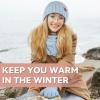 imageOZERO Scarf and Gloves Set for Women Warm Knit Touchscreen Glove Slouchy Polar Fleece Lined Beanie Hat ScarfBlue