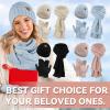 imageOZERO Scarf and Gloves Set for Women Warm Knit Touchscreen Glove Slouchy Polar Fleece Lined Beanie Hat ScarfBlue