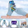 imageOZERO Scarf and Gloves Set for Women Warm Knit Touchscreen Glove Slouchy Polar Fleece Lined Beanie Hat ScarfBlue