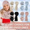 imageOZERO Scarf and Gloves Set for Women Warm Knit Touchscreen Glove Slouchy Polar Fleece Lined Beanie Hat ScarfPink