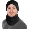 imageOZERO Winter Beanie Hat Scarf Set Thick Fleece Lined Winter Cap Neck Warmer for Men WomenBlack
