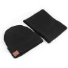 imageOZERO Winter Beanie Hat Scarf Set Thick Fleece Lined Winter Cap Neck Warmer for Men WomenBlack