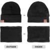 imageOZERO Winter Beanie Hat Scarf Set Thick Fleece Lined Winter Cap Neck Warmer for Men WomenBlack