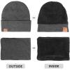 imageOZERO Winter Beanie Hat Scarf Set Thick Fleece Lined Winter Cap Neck Warmer for Men WomenGray Beanie  Neck Scarf