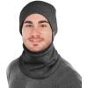 imageOZERO Winter Beanie Hat Scarf Set Thick Fleece Lined Winter Cap Neck Warmer for Men WomenGray Beanie  Neck Scarf