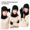 imageOZERO Winter Gloves Hat Scarf Warm Knit Touchscreen Gloves and Polar Fleece Lined Beanie and Soft Neck ScarfBlack
