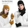 imageOZERO Winter Gloves Hat Scarf Warm Knit Touchscreen Gloves and Polar Fleece Lined Beanie and Soft Neck ScarfBrown
