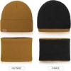 imageOZERO Winter Gloves Hat Scarf Warm Knit Touchscreen Gloves and Polar Fleece Lined Beanie and Soft Neck ScarfBrown