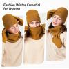 imageOZERO Winter Gloves Hat Scarf Warm Knit Touchscreen Gloves and Polar Fleece Lined Beanie and Soft Neck ScarfBrown