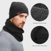 imageOZERO Winter Gloves Hat Scarf Warm Knit Touchscreen Gloves and Polar Fleece Lined Beanie and Soft Neck ScarfGray