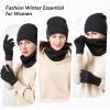 imageOZERO Winter Gloves Hat Scarf Warm Knit Touchscreen Gloves and Polar Fleece Lined Beanie and Soft Neck ScarfGray