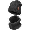imageMens Winter Hat Beanie Scarf Set Warm Knit Hats Neck Warmer with Thermal Polar Fleece Lining Winter Set for WomenGrayhat  Scarf