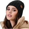 imageOZERO Black Beanies for Women Knit Polar Fleece Lined Slouchy Warm Womens Hats WinterBlack