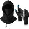 imageOZERO Winter Balaclava Gloves Set Polar Fleece Ski Mask Hoodie for Men Women  Thermal Touchscreen Gloves for Cold WeatherXlarge Gloves  Balaclava Face Mask
