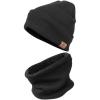 imageOZERO Winter Beanie Hat Scarf Set Thick Fleece Lined Winter Cap Neck Warmer for Men WomenBlack