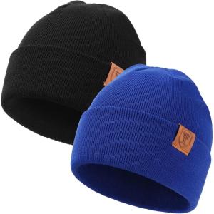 imageOZERO Knit Beanie Hats Men Slouchy Cuffed Winter Hats for Women  Warm Skull Caps Cold Ski Snow Hunting BeaniesBlueblack