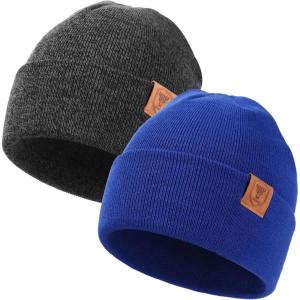 imageOZERO Knit Beanie Hats Men Slouchy Cuffed Winter Hats for Women  Warm Skull Caps Cold Ski Snow Hunting BeaniesBluegray