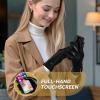 imageOZERO Leather Womens Gloves Winter Sheepskin Wool Warm Womens Gloves with Touchscreen Fingers for Cold WeatherBlack