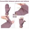 imageOZERO Winter Gloves Fingerless Convertible Mittens Thermal Polar Fleece Insulated Lining Windproof Warm for Men WomenPurple Red