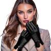 imageOZERO Leather Womens Gloves Winter Sheepskin Wool Warm Womens Gloves with Touchscreen Fingers for Cold WeatherBlack