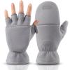 imageOZERO Winter Gloves Fingerless Convertible Mittens Thermal Polar Fleece Insulated Lining Windproof Warm for Men WomenGrey