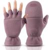 imageOZERO Winter Gloves Fingerless Convertible Mittens Thermal Polar Fleece Insulated Lining Windproof Warm for Men WomenPurple Red