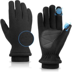 imageOZERO Warm Winter Gloves for Women Touchscreen 2Layers Polar Fleece Gloves for Gold Weather Texting RunningBlack