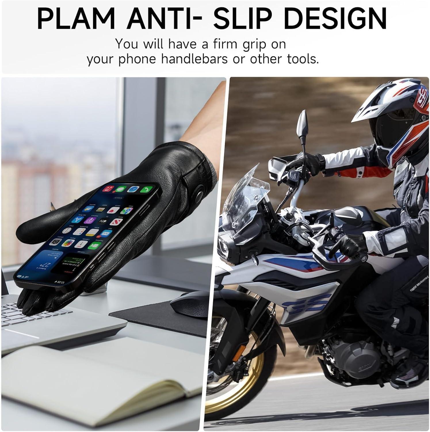 imageOZERO Mens Winter Gloves Nappa Leather Warm Wool Touchscreen Dress Glove  Thermal Gifts for Dad or HusbandGrey