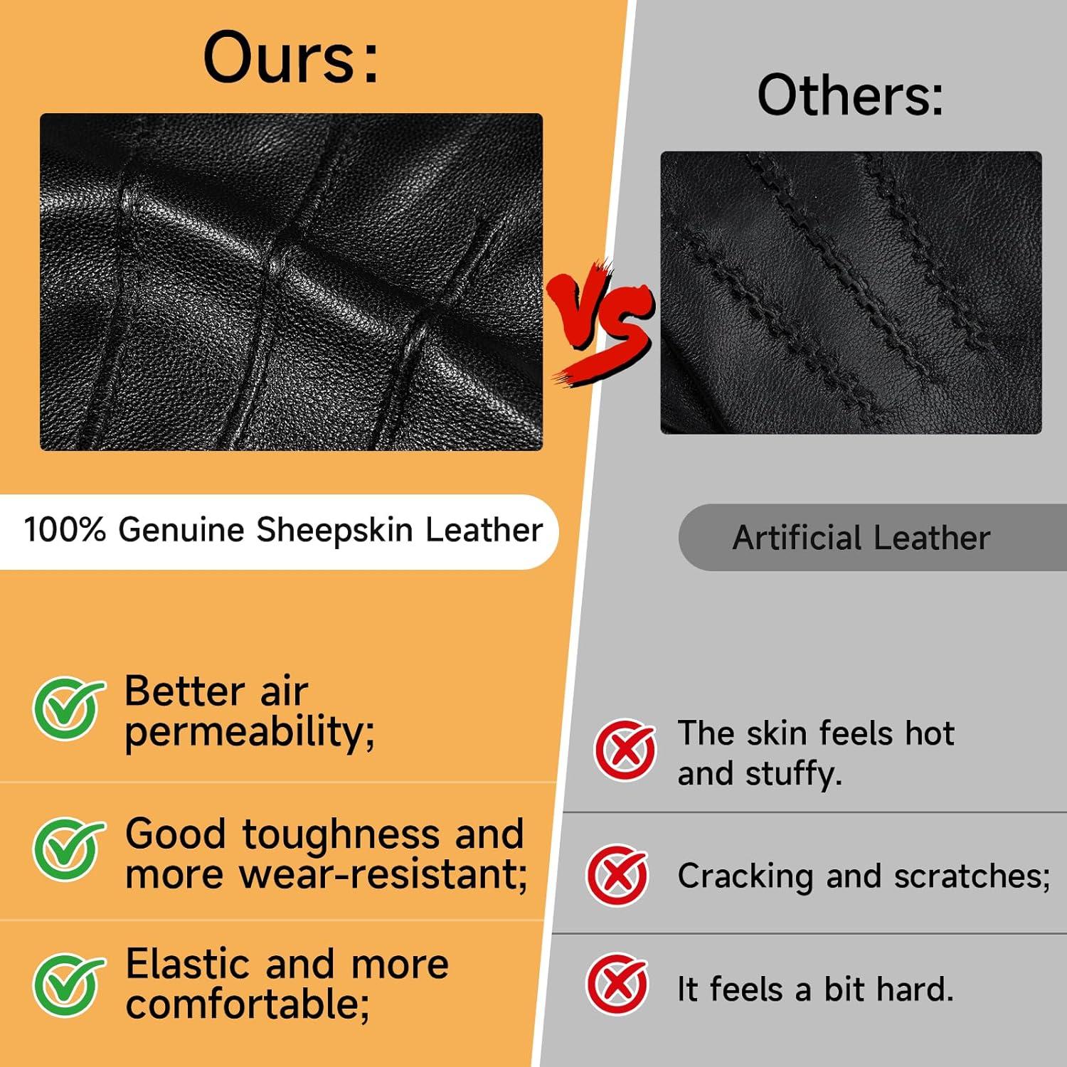 imageOZERO Mens Winter Gloves Nappa Leather Warm Wool Touchscreen Dress Glove  Thermal Gifts for Dad or HusbandGrey