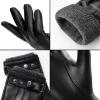 imageOZERO Mens Winter Gloves Nappa Leather Warm Wool Touchscreen Dress Glove  Thermal Gifts for Dad or HusbandGrey