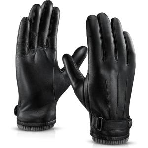 imageOZERO Mens Winter Gloves Nappa Leather Warm Wool Touchscreen Dress Glove  Thermal Gifts for Dad or HusbandGrey