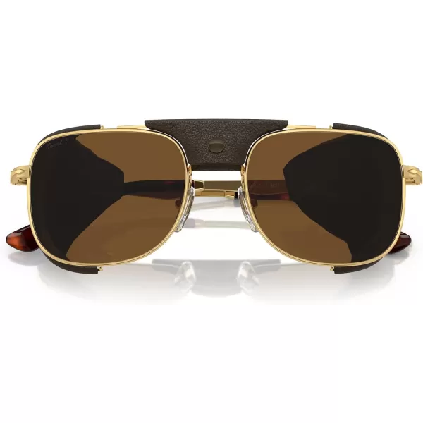 Persol Mens PO113SZ Polarized Rectangular Sunglasses Gold 53 mmPersol Mens PO113SZ Polarized Rectangular Sunglasses Gold 53 mm