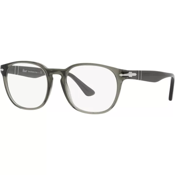 Persol Mens PO3283V Square Prescription Eyewear FramesTransparent Taupe GreyDemo Lens