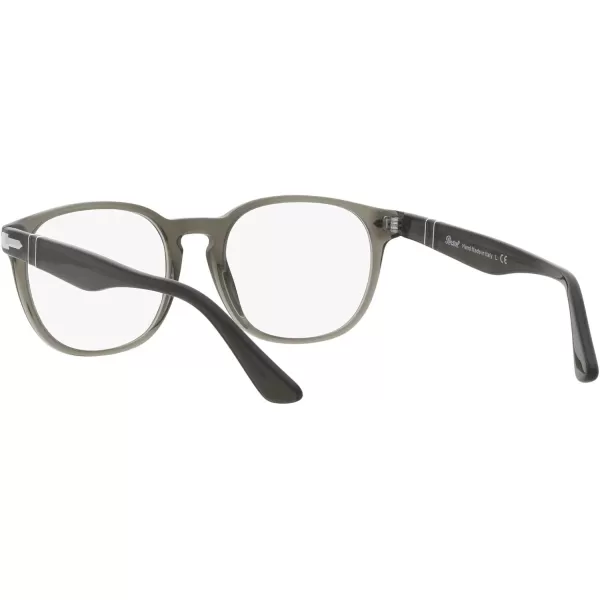 Persol Mens PO3283V Square Prescription Eyewear FramesTransparent Taupe GreyDemo Lens