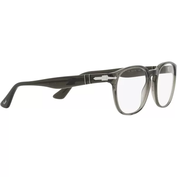 Persol Mens PO3283V Square Prescription Eyewear FramesTransparent Taupe GreyDemo Lens