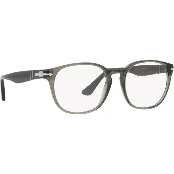 Persol Mens PO3283V Square Prescription Eyewear FramesTransparent Taupe GreyDemo Lens