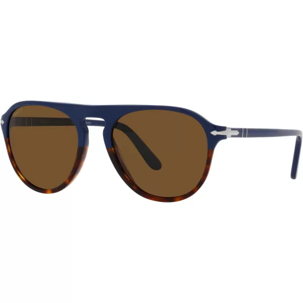 Persol Mens Po3302s Aviator SunglassesBlueHavanaBrown Polarized