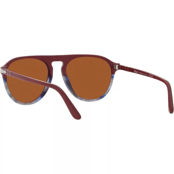 Persol Mens Po3302s Aviator SunglassesBordeauxStriped Grey BlackBrown