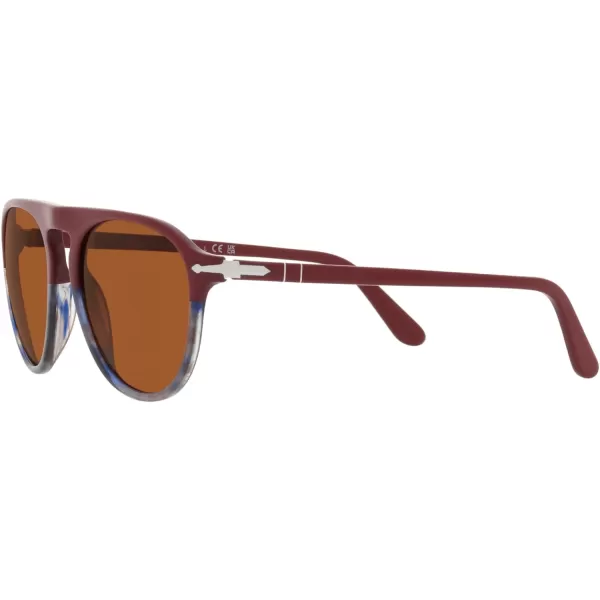 Persol Mens Po3302s Aviator SunglassesBordeauxStriped Grey BlackBrown