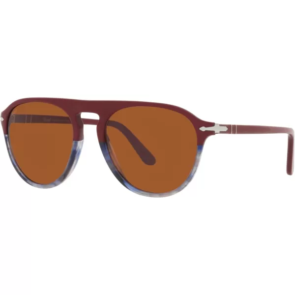 Persol Mens Po3302s Aviator SunglassesBordeauxStriped Grey BlackBrown