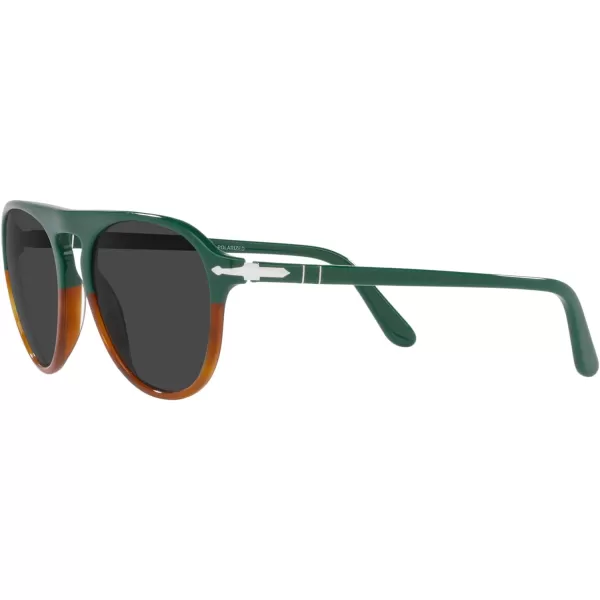 Persol Mens Po3302s Aviator SunglassesGreenHavana ChiaraBlack Polarized