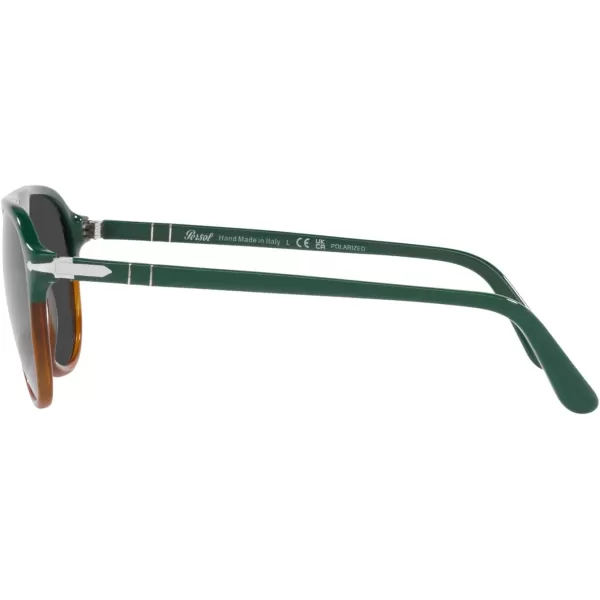 Persol Mens Po3302s Aviator SunglassesGreenHavana ChiaraBlack Polarized